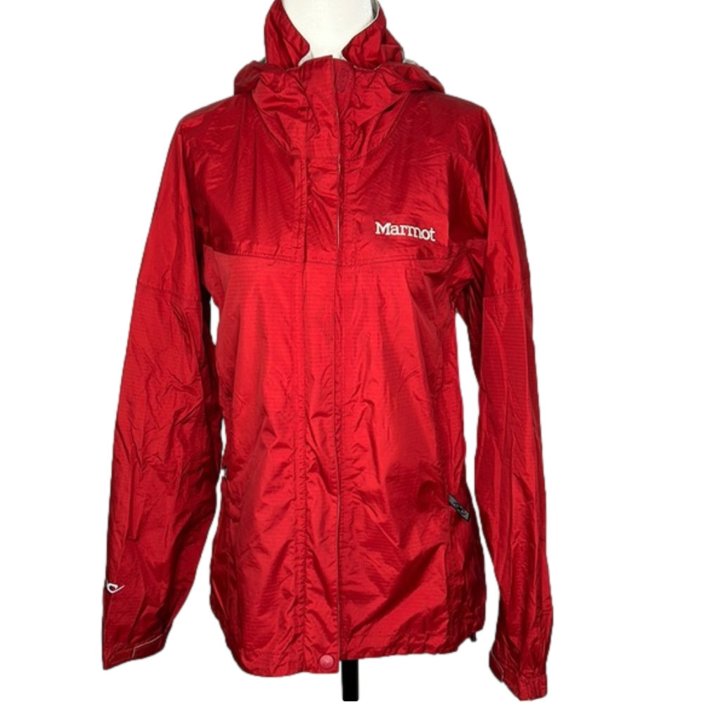 MARMOT Red Full Zipper Rain Coat Windbreaker